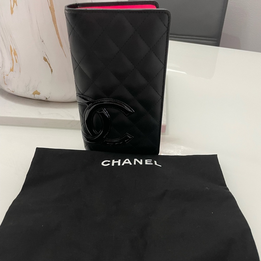 CHANEL BLACK QUILTED CALFSKIN CAMBON WALLET
